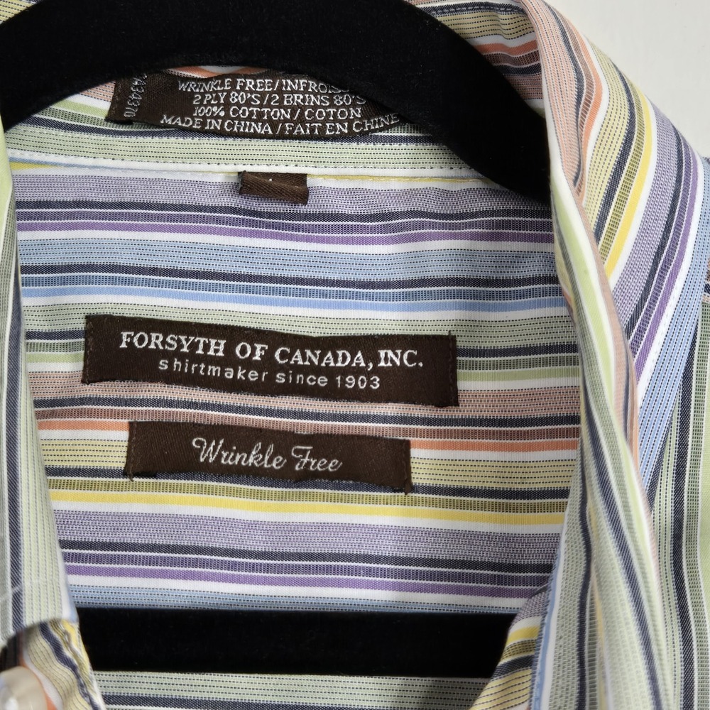 Forsyth Of Canada, Inc Striped Men's Size Large Button Up 100% Cotton Shirt - Picture 5 of 6